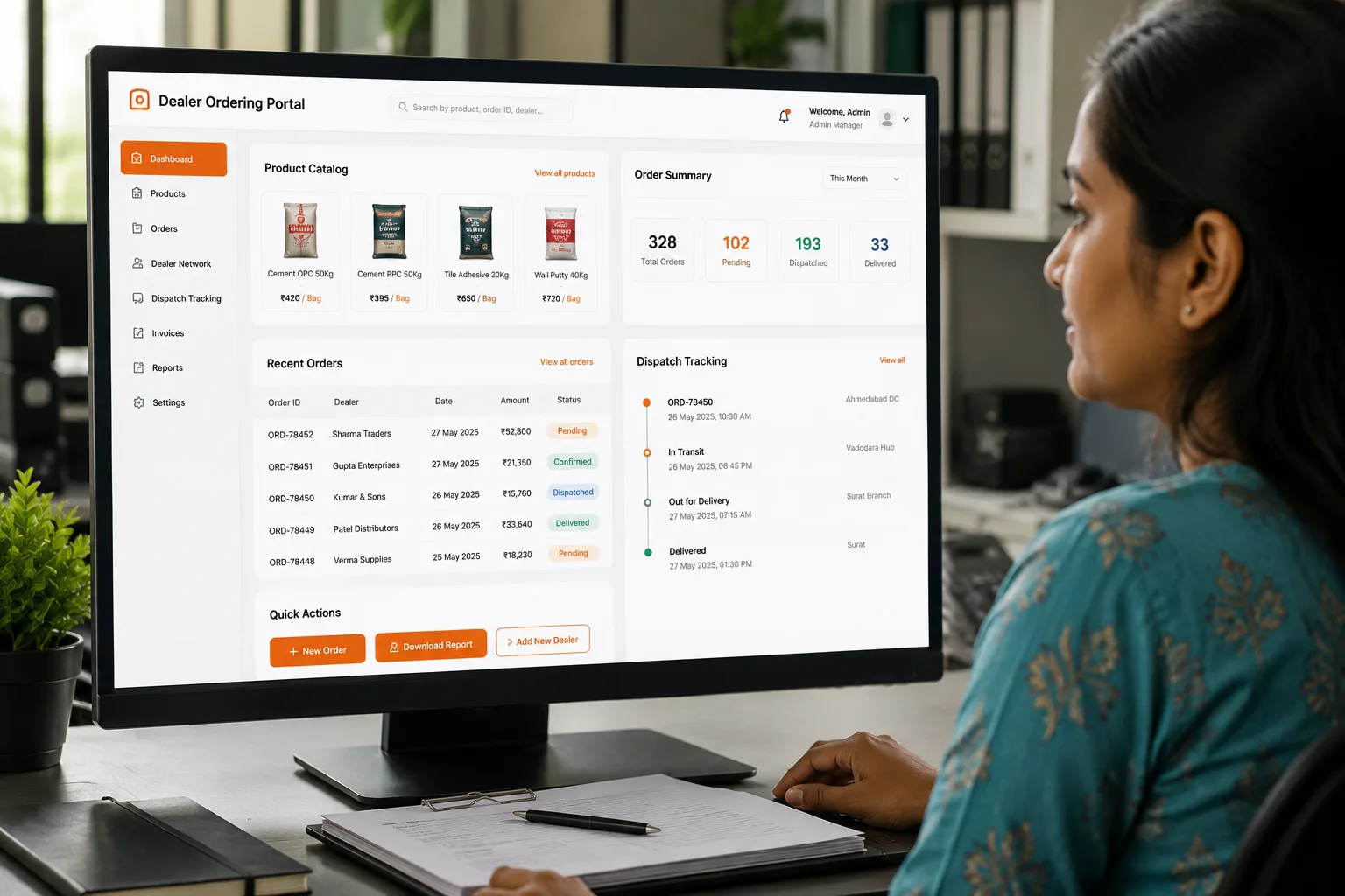Three Module B2B Portal — Dealer Management, Orders, Dispatch