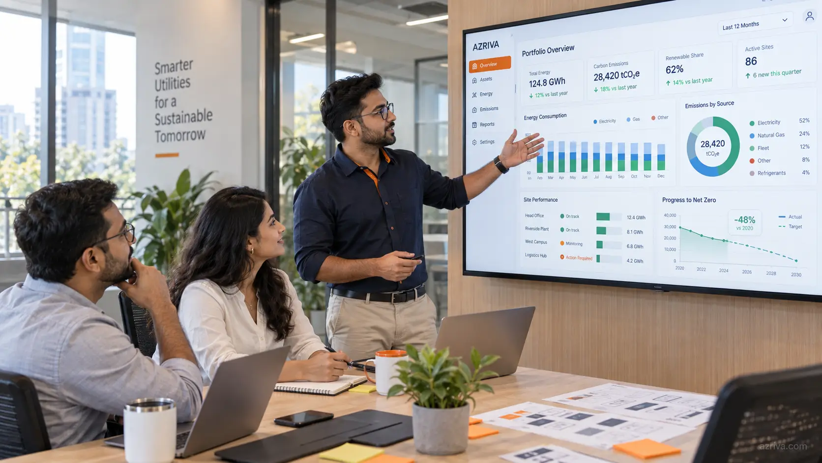 Energy management software dashboard for budgeting, bill reconciliation and carbon accounting