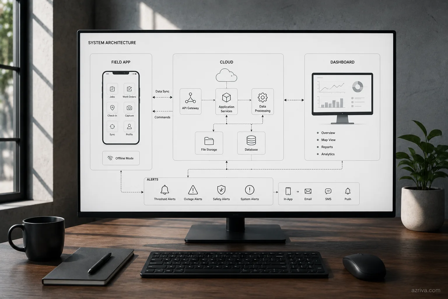 AI integration architecture map for smart grid app — SCADA, AMI, MQTT connections