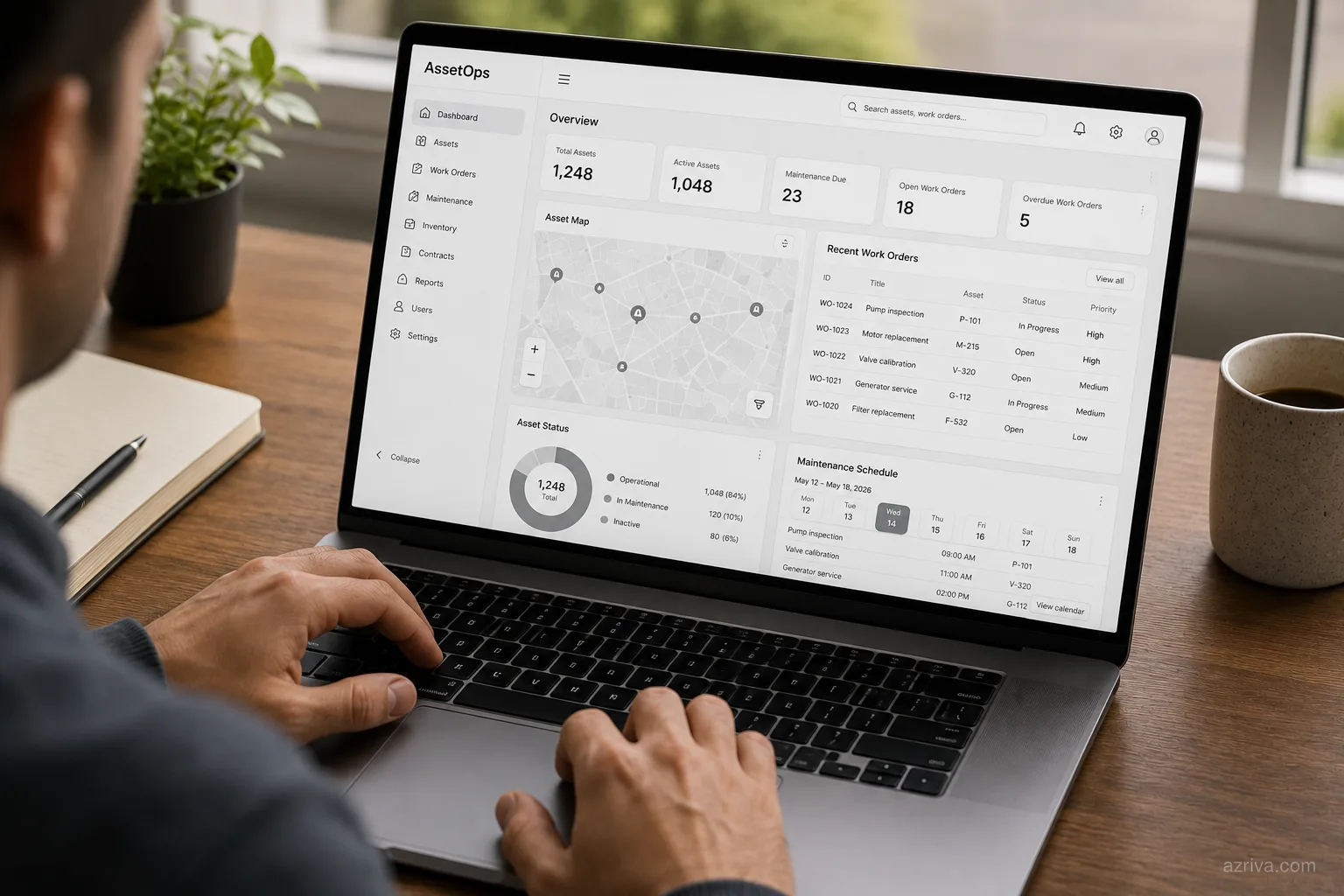 Interactive prototype flow for utility management software — asset lifecycle dashboard