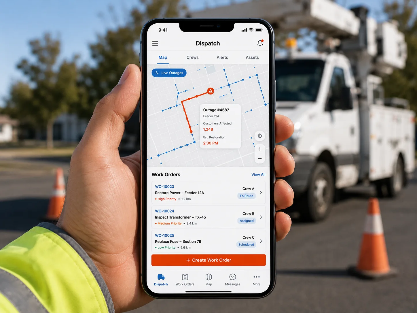 Production UI design of energy management mobile app — facility dashboard and HVAC control