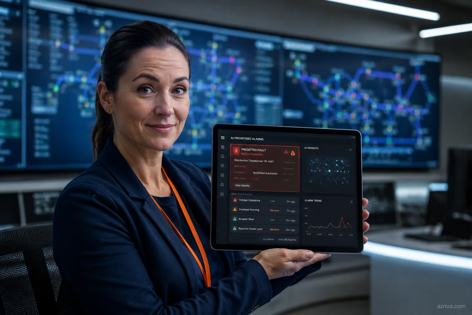 AI predictive maintenance dashboard for smart grid transformer and feeder fault detection