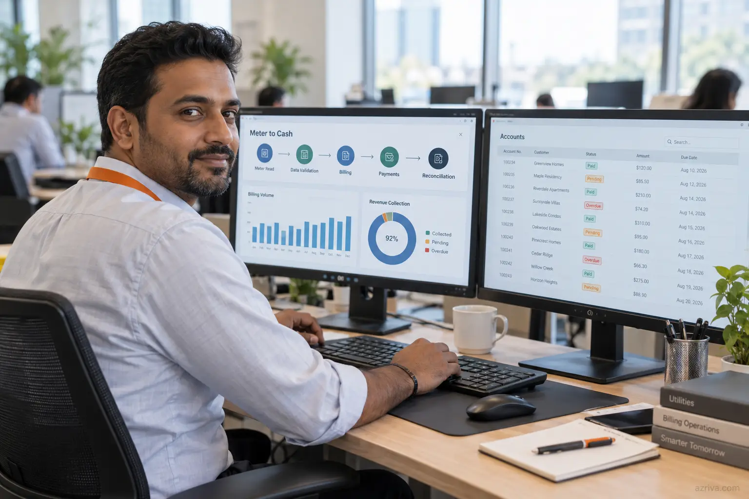 Meter data management software dashboard for billing reconciliation and non-technical loss detection